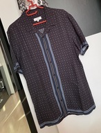 J Koszula Next ciemny granat artystyczne romby folkowe paski wiskoza M