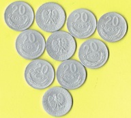 POLSKA 20 groszy 1962 r. zestaw 10 szt. brzydkie