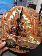 Zegar ścienny STEAMPUNK 3D | Lokomotywa & Książka | Unikat