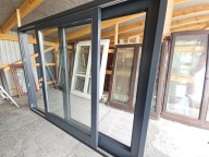 NOWE DRZWI/OKNO Tarasowe Przesuwne HST Drewniane Antracyt HS 300x220cm