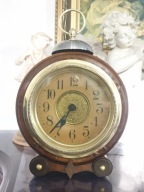 Stary budzik w drewnianej obudowie Junghans "Corona" 1920r