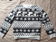 Sweter świąteczny damski bluza w renifery śnieżynki rozmiar M czarny