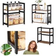 STOJAK NA PRZYPRAWY CZARNY DREWNIANY BAMBUSOWY STOJĄCY KUCHENNY 42x18x43