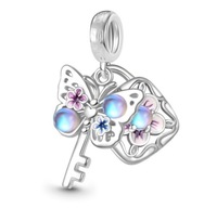 Charms zawieszka klucz z motylem S925