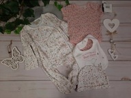 Komplet pajacyk body śliniak czapeczka 56-62cm 0-3mies