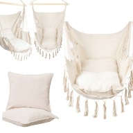 FOTEL WISZĄCY OGRODOWY KRZESŁO BRAZYLIJSKIE HAMAK DWIE PODUSZKI WYGODNY