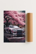 Plakat bez ramy 30x40 cm Nissan Skyline GTR Wiosenna Wiśnia – JDM styl