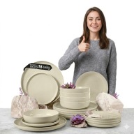 ZESTAW TALERZY OBIADOWY KOMPLET DLA 6 os. 18 el. beżowy