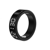 Czarny Smart Ring, wyświetlacz LCD, pomiar tętna, monitor snu, wodoodporny