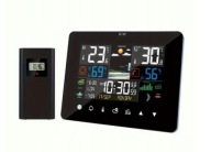 Stacja pogody termometr higrometr zegar Prognoza Fazy Księżyca Data Czarna