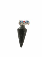 Wahadełko , wisiorek obsydian z płatkami śniegu i przywieszką