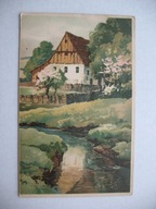 ZAGINIONY ŚWIAT CHATA NAD STRUMYKIEM przedwojenna POCZTÓWKA