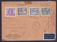 1949 Bojownicy o wolność i demokrację Fi 490 na kopercie poleconej do USA