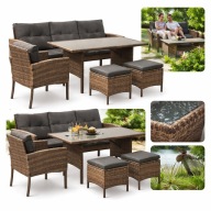 ZESTAW MEBLI OGRODOWYCH KOMPLET MEBLI STÓŁ KRZESŁĄ JASNY BRĄŻ NA TARAS