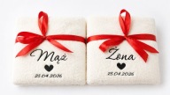 ZESTAW PERSONALIZOWANYCH RĘCZNIKÓW 70x140 PREZENT ŚLUB CHRZCINY URODZINY