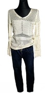 Sweter sweterek ażurowy ecru jak na szydełku r. L
