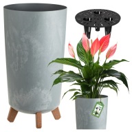 Wysoka Doniczka KAMIENNA z Nóżkami Beton Szara 45cm Ogrodowa