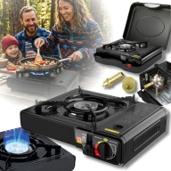 KUCHENKA TURYSTYCZNA GAZOWA NA KARTUSZE 2W1 PRZENOŚNA PIEZO 2500W WALIZKA