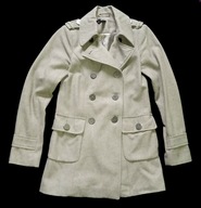 CUBUS szary WEŁNIANY wełna DWURZĘDOWY płaszcz kurtka wool XS/34