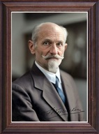 Obraz Stanisław Wojciechowski portret z podpisem w drewnianej ramie szkło