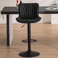 Stołek barowy/hoker/ krzesło z oparciem, regulowany, CZARNY, 89-113cm