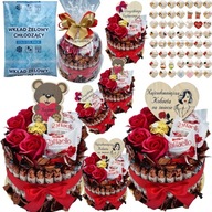 TORT ZE SŁODYCZY ZESTAW SŁODYCZY PREZENT NA WALENTYNKI DLA KOBIETY
