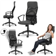 FOTEL BIUROWY OBROTOWY ERGONOMICZNY KRZESŁO DO BIURKA SZARY SOFOTEL 120KG