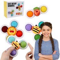 FIDGET SPINNER OBROTOWY Z PRZYSSAWKĄ SENSORYCZNĄ KĄPIEL GRZECHOTKA 3 SZTUKI