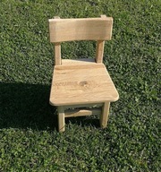 Krzesełko drewniane-dębowe dla kilkuletniego dziecka, rękodzieło