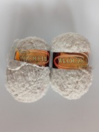 Włóczka jasnoszara LEN z lnem baranek bukla motki robótki na druty szydełko