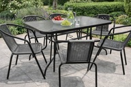 ZESTAW OGRODOWY STÓŁ + 6 KRZESEŁ METALOWY MEBLE NA TARAS BALKON STYLOWE