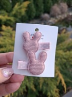 Mini spineczki do włosów dla niemowląt dziewczynek zajączki handmade 2 szt.