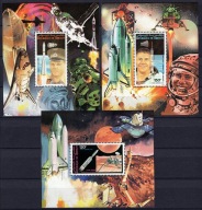 **DJIBOUTI, DŻIBUTI BL.33-35 = 32E - ZDOBYWANIE KOSMOSU - SERIA 3 BLOKI