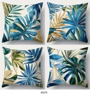 Poszewki na poduszki 4 szt. 45x45cm LIŚCIE TROPIKALNE MONSTERY PALMY 45275