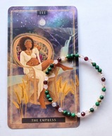 Bransoletka Karty Tarota III. Cesarzowa (Malachit, Kwarc różowy, Granat)