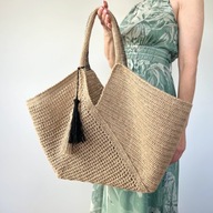 Summer Tide Tote - torba damska jutowa handmade boho, plażowa i na lato.