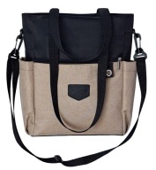 Torebka HABILE design bag DUŻO KIESZONEK czarno-beżowa