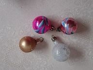 Zestaw 4 szt szklanych małych bombek z czasów PRL