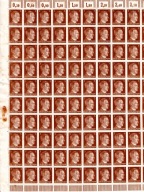 Deutsches Reich–pełny arkusz 100× 3 Pf Hitler, bez gumy, okres historyczny