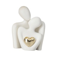 FIGURKA ABSTRAKCYJNA RZEŹBA STATUETKA CERAMICZNA PARY PARA MIŁOŚĆ BIAŁA