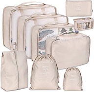 ZESTAW 9 ORGANIZERÓW PODRÓŻNYCH TORBY DO WALIZKI NA UBRANIA KOSMETYKI