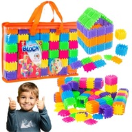 KLOCKI PRZESTRZENNE KONSTRUKCYJNE WAFLE PLASTIKOWE 182 ELEMENTY DLA DZIECI