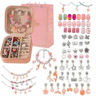 ZESTAW DO ROBIENIA BIŻUTERII BRANSOLETEK dla DZIEWCZYNKI SZKATUŁKA PREZENT
