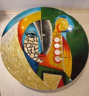 OBRAZ OLEJNY PIKASIAK NA KOLE TWARZ ITALY 80s