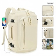 Plecak SPAHER Rozszerzalny 40x30x20cm USB Wizzair Eurowings Beżowy
