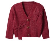 LUPILU dziewczęcy KARDIGAN sweter CZERWONY rozpinany KOKARDY NOWY 110/116