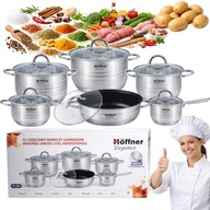 ZESTAW GARNKÓW INDUKCJA GAZ PATELNIA RONDEL GARNKI STAL NIERDZEWNA 12 EL