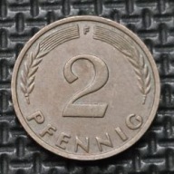 *NIEMCY [0206]*2 fenigi 1958 *F* Niemcy Zachodnie (RFN) Kłosy, Liście dębu