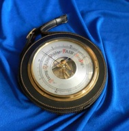 BAROMETR otwarte serce mosiądz skóra szkło ciekawe wykonanie