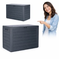 SKRZYNIA OGRODOWA SZARA PROSPERPLAST ANTRACYT WOODEBOX MOCNA DUŻA 190 L